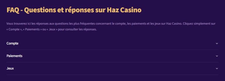 Haz Casino FAQ
